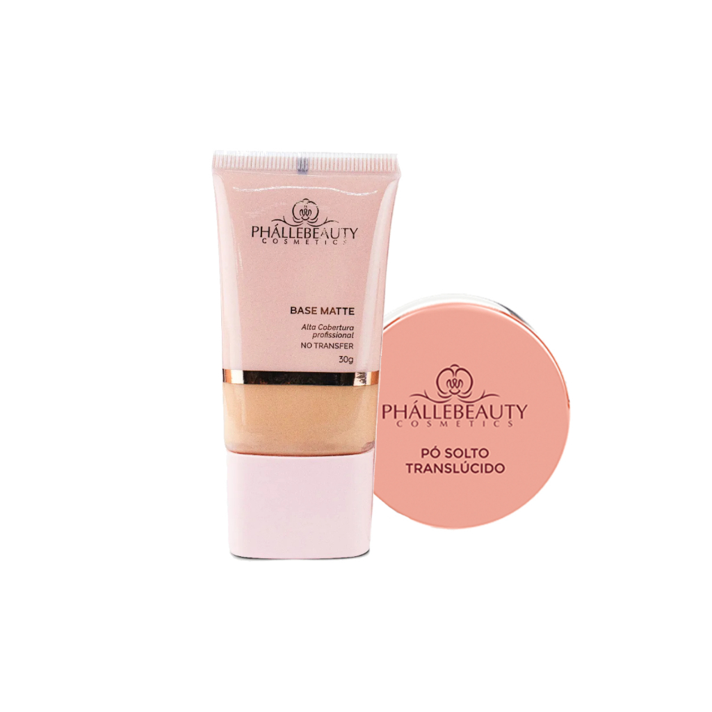 Kit Base Matte PhálleBeauty + Pó Translúcido PhálleBeauty | Shopee Brasil