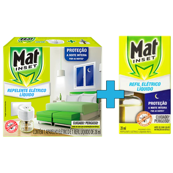 Kit Repelente Mat Inset Apar+Refil + 1 Refil 45 Noites | Shopee Brasil