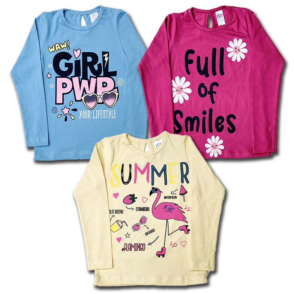 Roupa Juvenil Kit 3 Blusas Manga Longa Inverno Menina Tamanhos 10/12/14/16