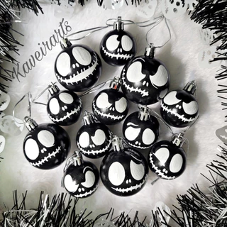 Kit 5 Bolas Árvore de Natal Preta Jack Skellington - O Estranho Mundo de Jack - Personalizada