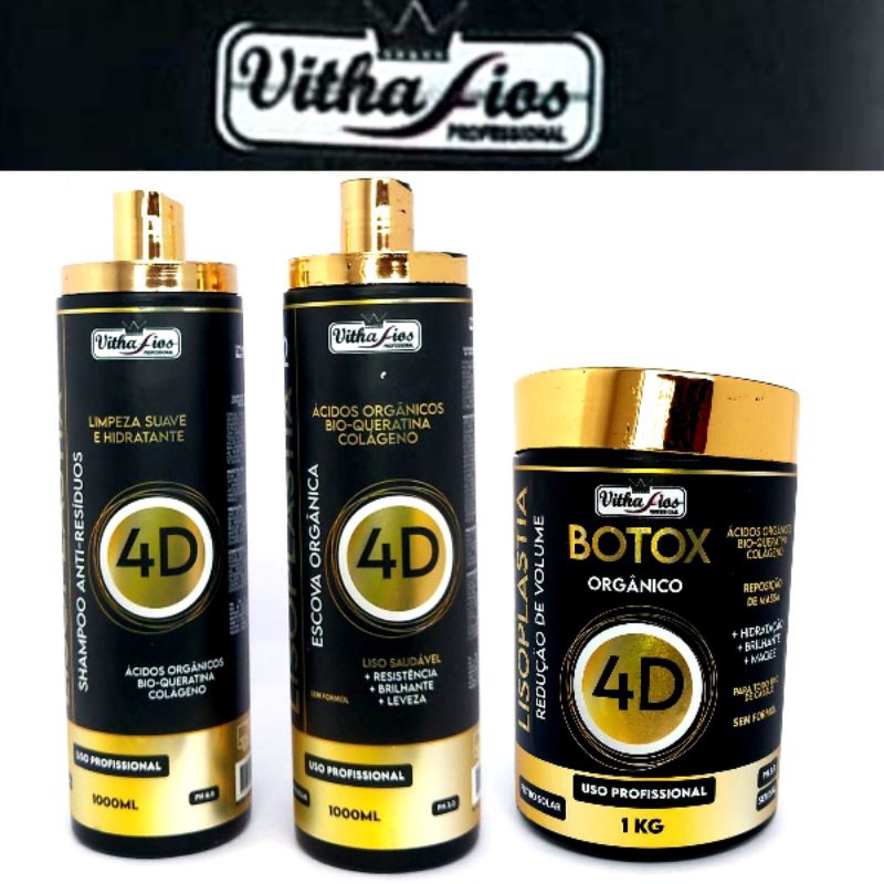 Escova Progressiva Orgânica 1 litro e Botox Orgânica 1 KG ( 4D ALTA ...