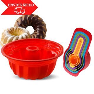 Utensílios De Cozinha Silicone 2 Peças Forma Assadeira Redondo Antiaderente 6 Colheres Dosadoras Medidoras