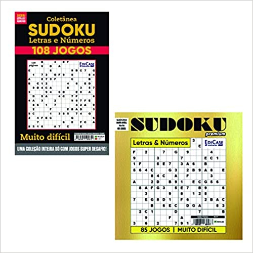 Sudoku Letras e Números Ed.03 - MUITO DIFÍCIL - SÓ SUPER DESAFIO - 27 jogos