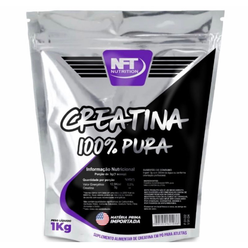 Creatina 100%pura monohidratada 1kg importada Laudo aprovado