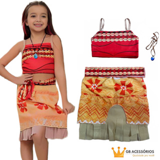 Halloween Fantasia Moana Cosplay Menina Verão Princesa Chique Roupas  Infantis Vouana Roupa Para 2-10Y