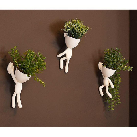 Kit 3 Mini vasos Alpinistas com flor planta artificial vasos cachepot decorativos para sala casa decorar enfeite — foto 1 — Achou Levou Brasil
