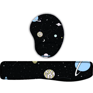 Kit Apoio de Teclado + Mouse Pad com apoio Galaxia Constelação Planetas