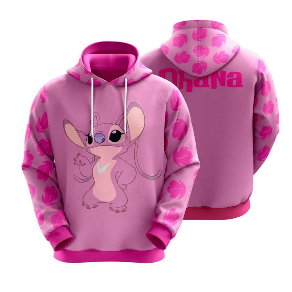 Moletom Blusa Angel Stitch Rosa Blusao Desenho Casual Promoção Ref0446 ...