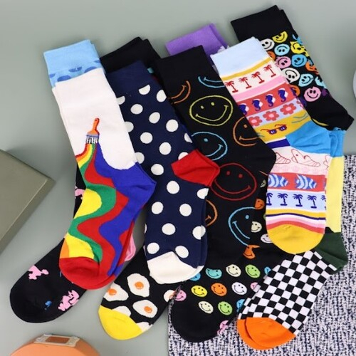 1 pares Meias Cano Longo Coloridas Divertidas