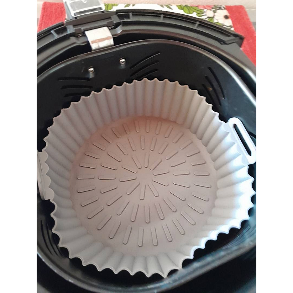 Cesto de Silicone Redondo/Papel descatavel Air Fryer e Forno Forma para  Fritadeira Elétrica com Alça - AliExpress