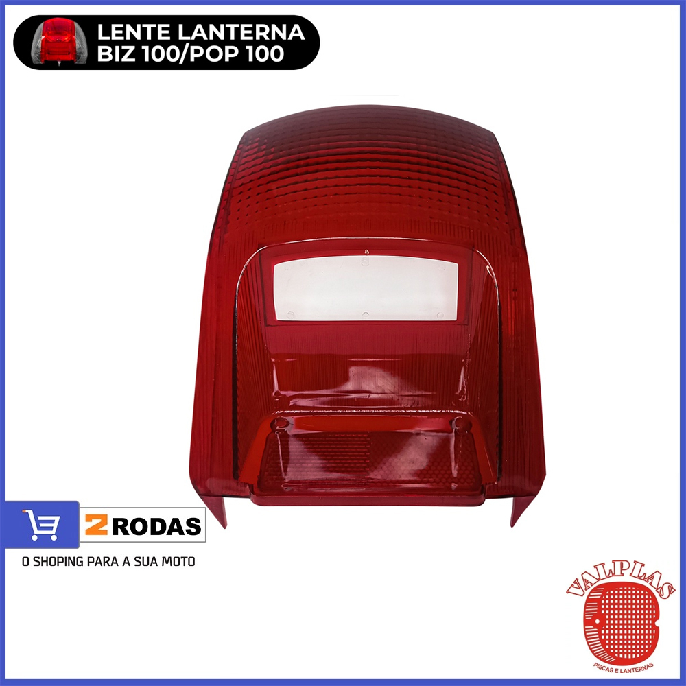 Lente Central Lanterna Traseira Biz 100 1997/2005 POP 100 2007/2015 Vermelha