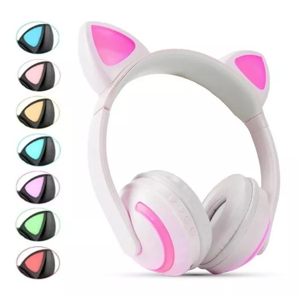 Fone De Ouvido Bluetooth Orelha De Gato Com Led Headfone Branco Exbom Hf C240bt Shopee Brasil 