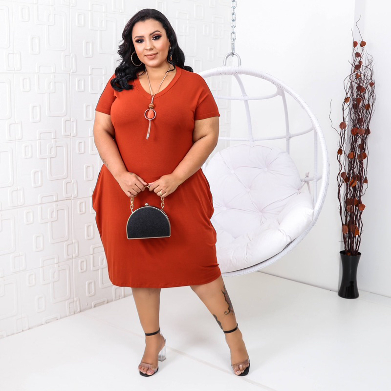 Plus size red midi sales dress