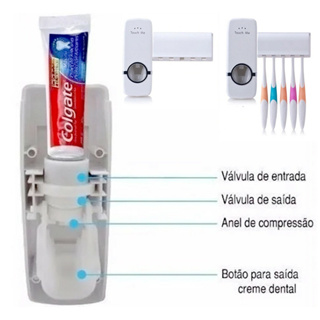 Dispenser Escova de Dente e Creme Dental Porta Suporte Aplicador Pasta Dente Criança