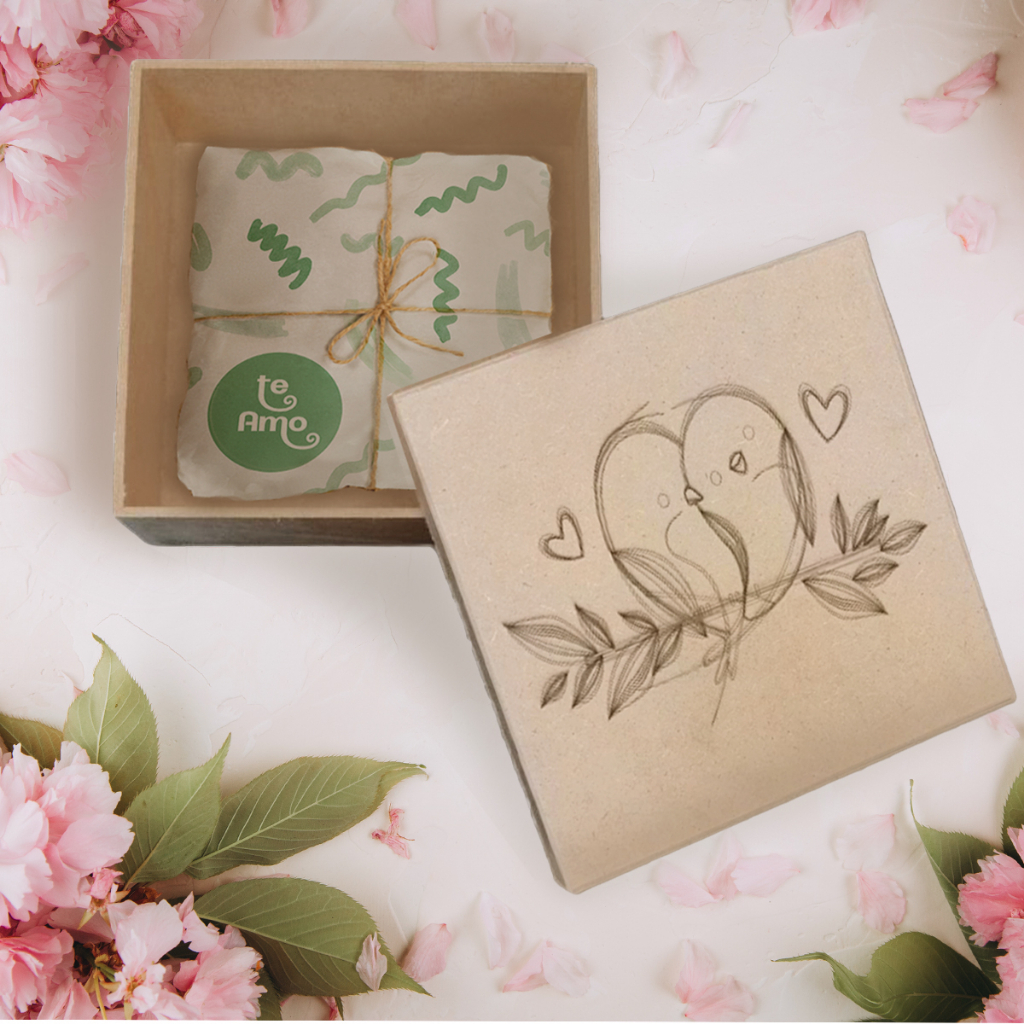 Caixa Presente Dia dos Namorados em Mdf Cru Passarinhos