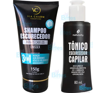 KIT SHAMPOO E TÔNICO ESCURECEDOR NATUBELLY ESCURECE CABELO BRANCO