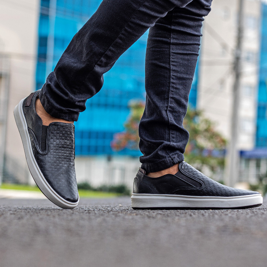 Tenis iate masculino de best sale couro preto