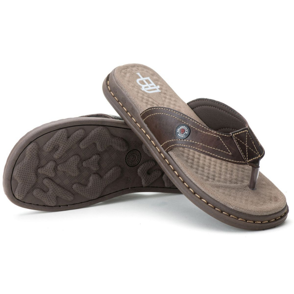 Sandália Antistress Chinelo Dedo Masculino Ortopédico Couro Lançamento