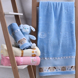 Kit 5 Toalhas de Banho Kids Infantil Para Bordar Ponto Cruz 100% Algodão