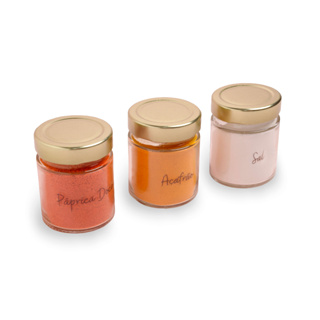 Kit Porta Temperos 6 potes de vidro com 32 Adesivos de Temperos