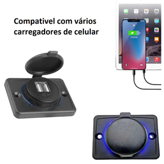 Tomada Carregador Veicular Usb Van Caminhão Barco 12v 24v 3a