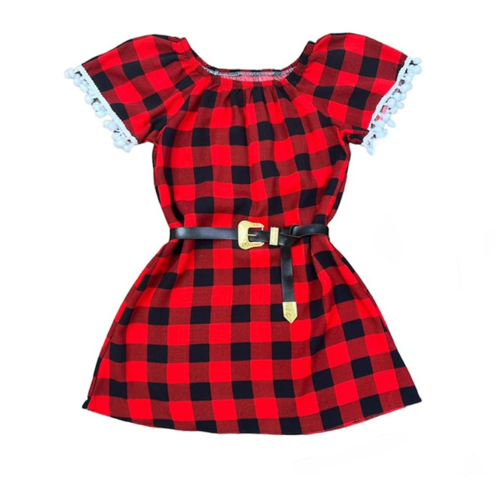 Conjunto Kit Bata Azul Marinho Vestido Xadrez Vermelho Veneza Laço Vermelho  Juvenil Infantil Bebê Fazenda Escocesa Índigo Trend - Índigo Trend