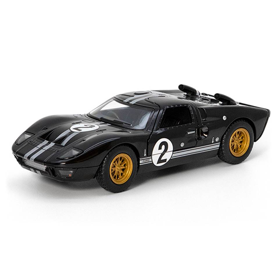 Miniatura Ford GT40 MK II 1966 Kinsmart 1/32 Metal e Fricção Preto..