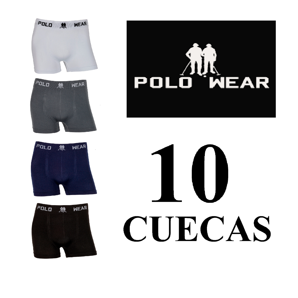 KIT 10 Cuecas Boxer Microfibra Sem Costura Cueca Box Dry Fit Lisas Polo Wear original