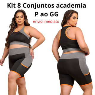 kit atacado 8 conjuntos femininos short e top academia