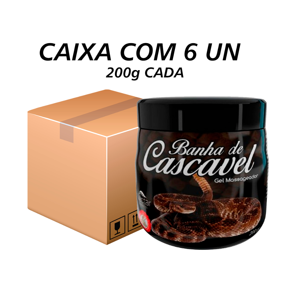 Kit 6 Pomada Massageadora Banha De Cascavel Nectar 200g Creme Gel Massageador Para Dor Muscular