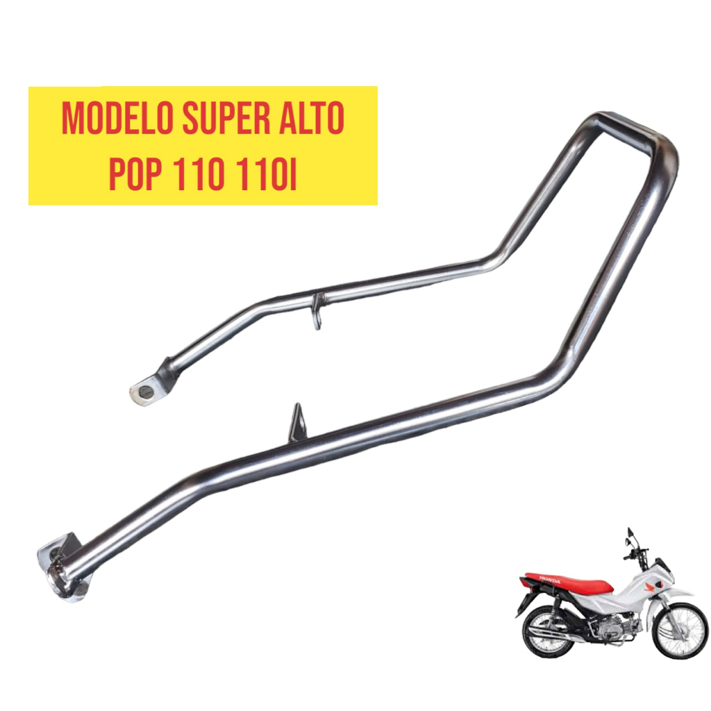 Alça Super Alta Esportiva Quadrada Pop 110 110i 2016 a 2023 cromada ou ...