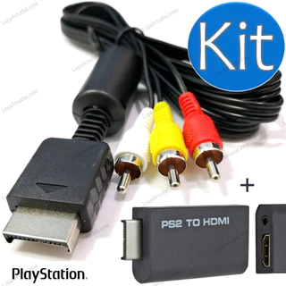 Kit Cabo Componente Playstation Ps1 Ps2 Ps + Conversor AV Ps2 Para Hdmi