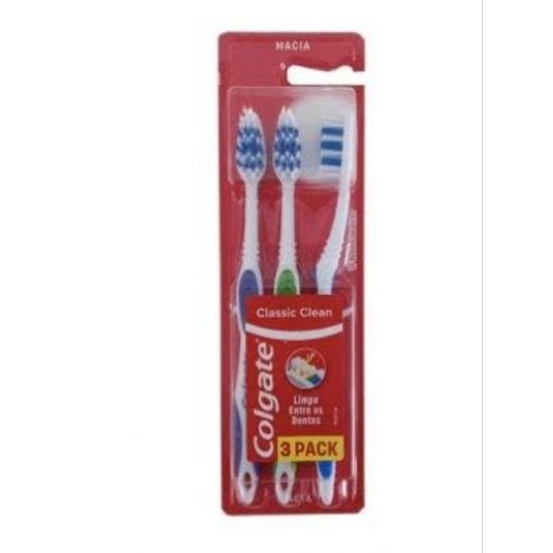 Escova Dental Colgate Classic Clean Macia C/3 Unidades Limpa Entre os ...
