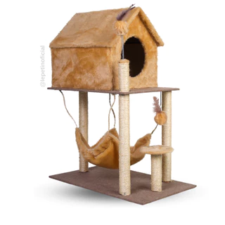 Arranhador Gato Casa Dois Andares com Rede