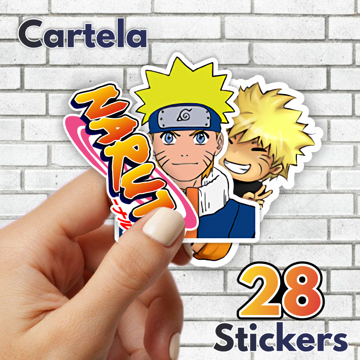 Adesivos Naruto - Cartela com 28 unidades