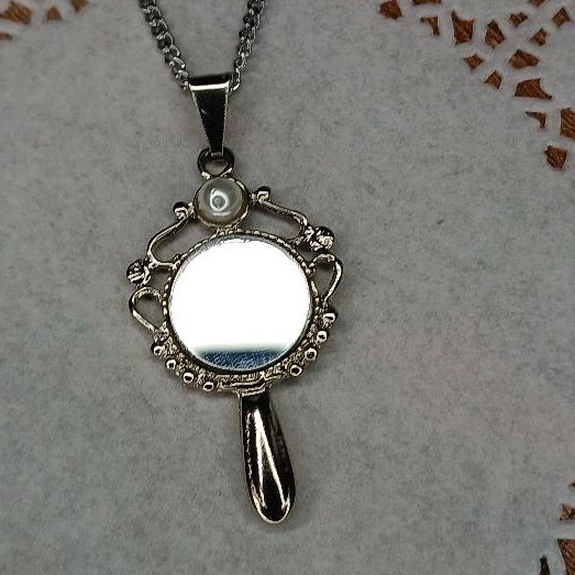 Cordão Abebé ESPELHO DE VERDADE Orixá Yemanjá / Iemanjá - Corrente em inox 45 cm Umbanda Candomblé orixa orixas