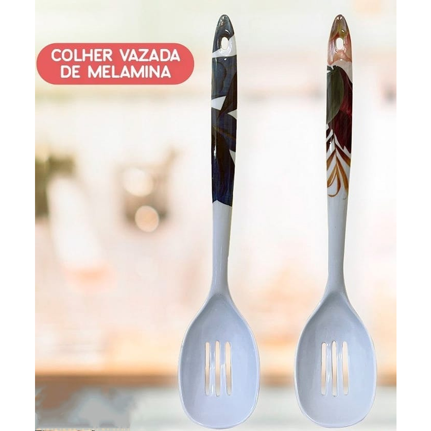 Colher Rasa Vazada Desenhada de Melamina | Shopee Brasil