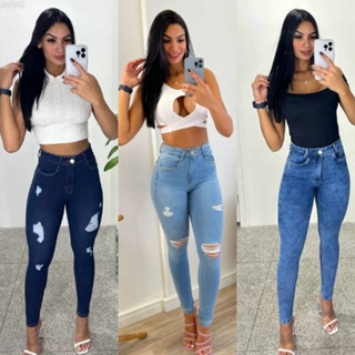 Calça Jeans Feminina Cintura Alta Empina bumbum com Lycra Elastano