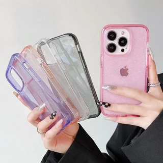Case Capa Capinha Acrílica de Luxo com Brilho Transparente Fumê para iPhone