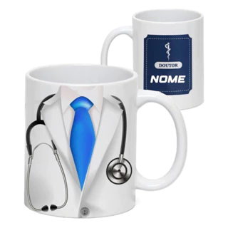 Caneca Medicina Presente Médico Jaleco Com Seu Nome Promoção