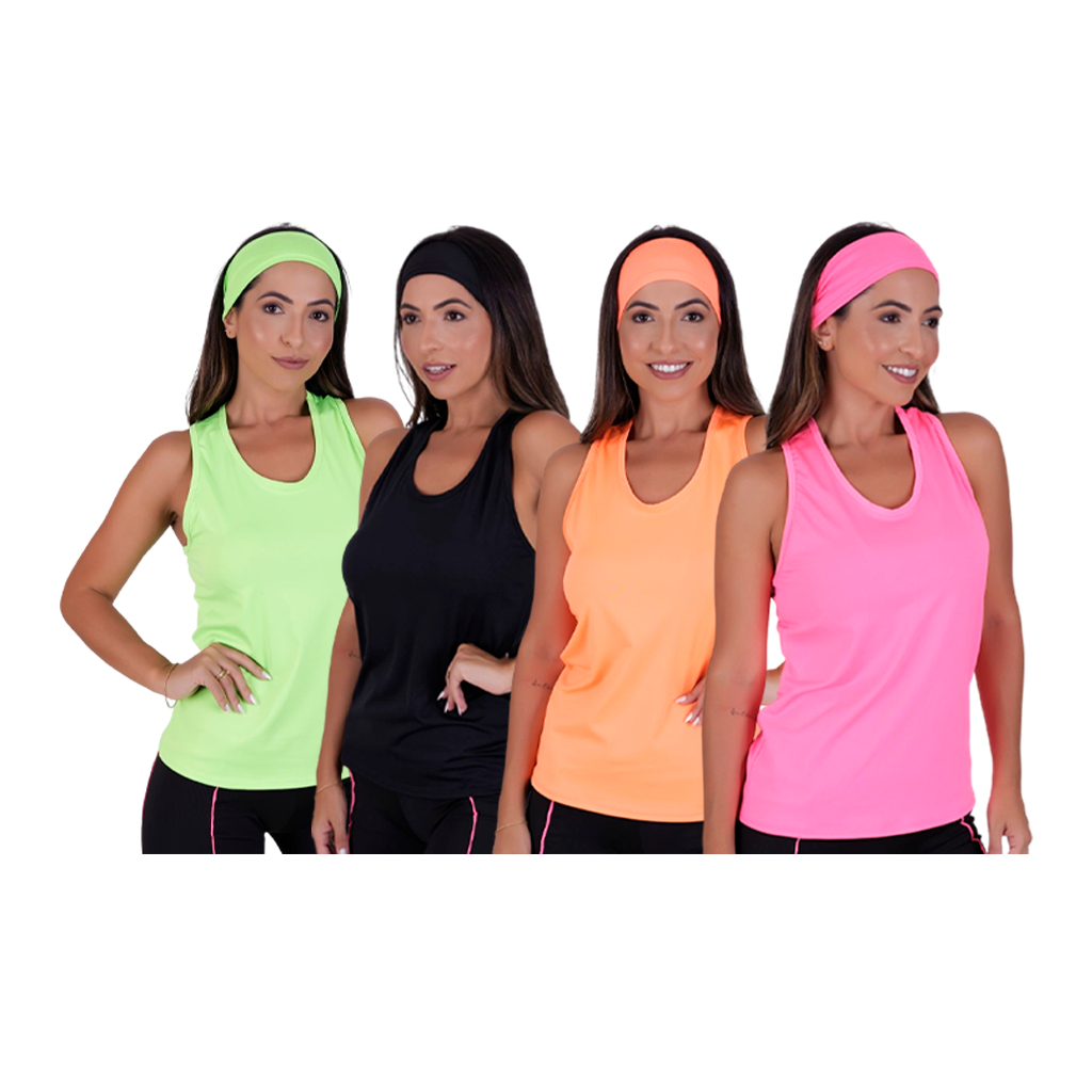 Regatas Feminina fitness estampadas kit com 3 peças