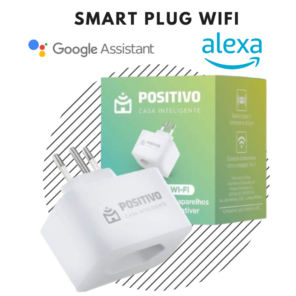 Smart Plug Wi-Fi 10A/1000W- NBR, Positivo Casa Inteligente, ligue