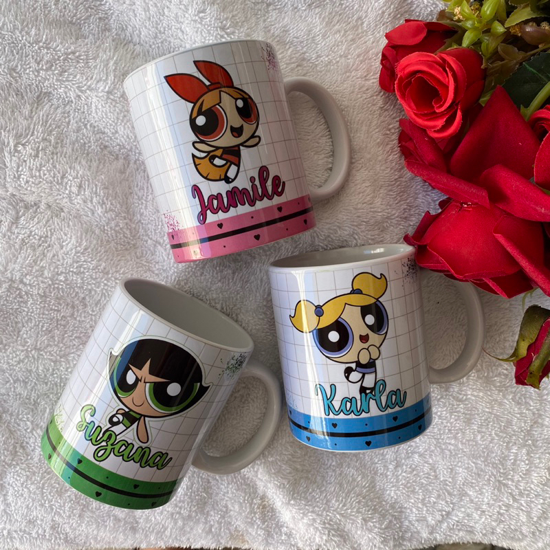 Kit Caneca Super Poderosas, Personalizada com Nome, Amigas, Bestfriend