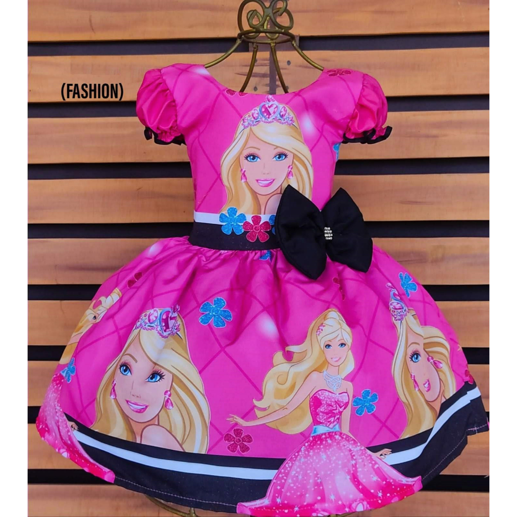 Vestido Infantil Barbie Pink Festa Luxo