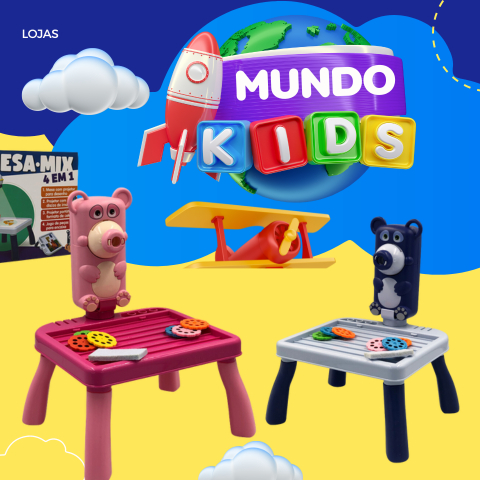 Mesa Mix 4 em 1 Projetor Infantil Estimulo e Aprendizado das