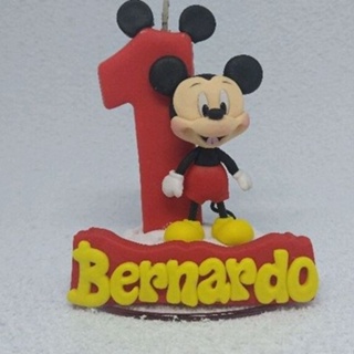 Vela temática Mickey/Minnie/aniversário/vela biscuit/vela personalizada/topo de bolo.