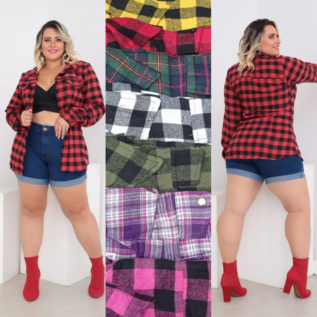 Camisa Xadrez Feminina Plus Size Flanelada Belinda Shopee Brasil