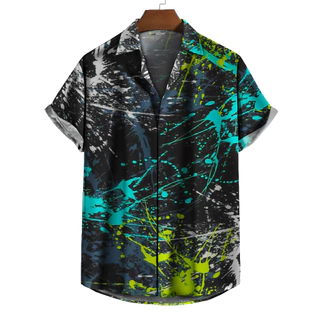 Camisa de Botão estampa pintura gotas de tinta derramada