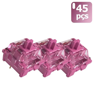 Switch Akko para Teclados Mecânicos Linear, Kit 45pç, Rose Red - Rosa Vermelha