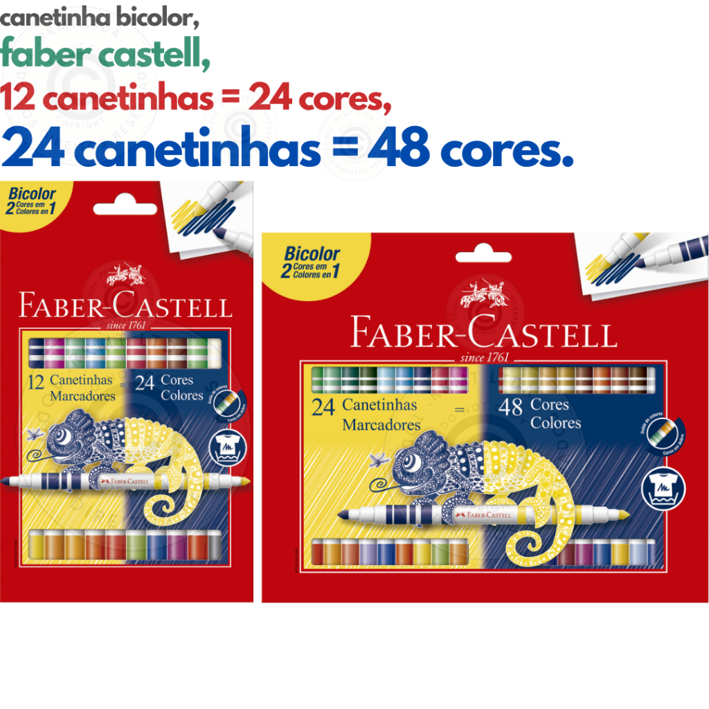 Canetinha Hidrográfica Bicolor 24 48 Cores Faber Castell